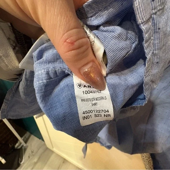 Ariat Modern Fit Blue Micro-Dot Button-Down Shirt – Men's XL - Picture 7 of 8